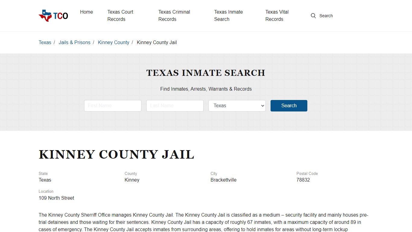 Kinney County Jail in Brackettville, TX - Contact Information and ...